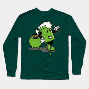 Cartoon Beer Irish American Green Lager Long Sleeve T-Shirt